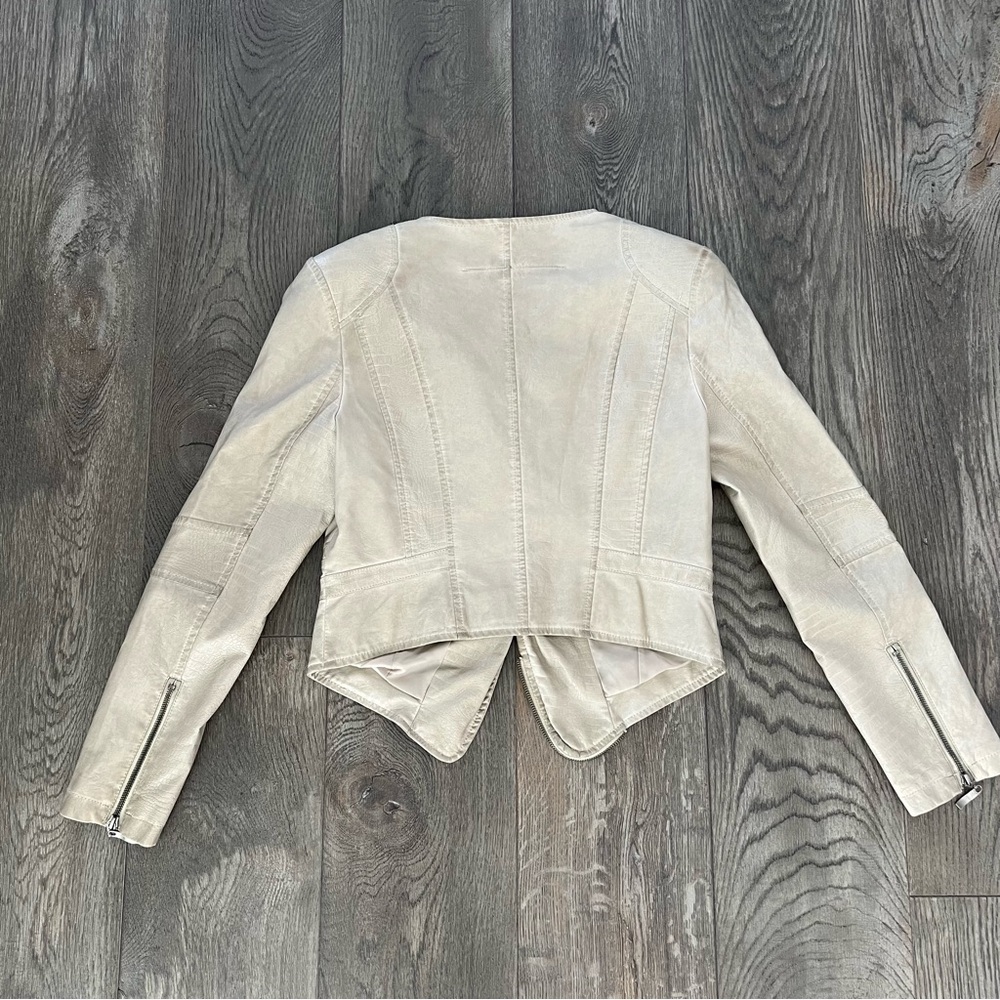 L’ATELIER Tan Vegan Faux Leather Moto Jacket Size M - Picture 2 of 11